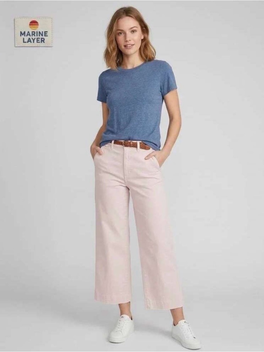 Marine Layer Wide Leg Jeans in Light Blush